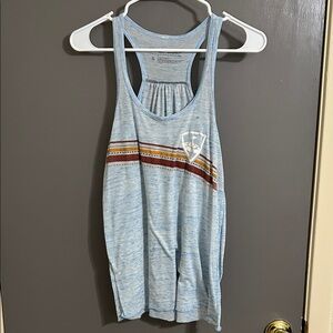 Women's Light Blue Tank Top with Striped Detail Small